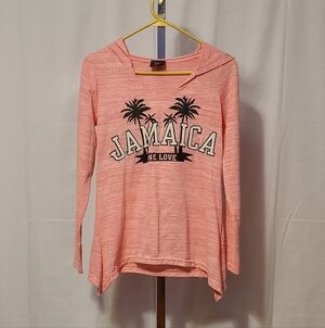 Long Sleeve Shirt With Hood Jamaica One Love Pink